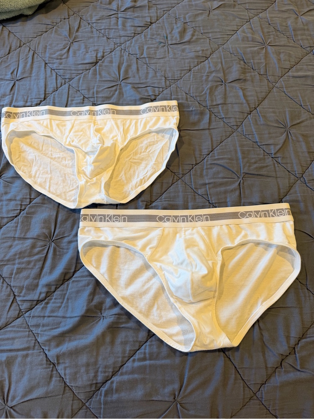 Calvin Klein White Men’s Briefs with Gray Logo Waistband - 2 Pack